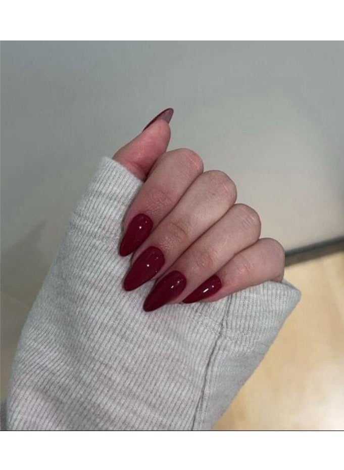 GlamKit Adhesive Nails 24 Pieces Set of Solid Color False Nails Flowery Red Shape, Suitable for Women's Daily Wear, Pressed Nail Accessories False Nails Nails - Image 5