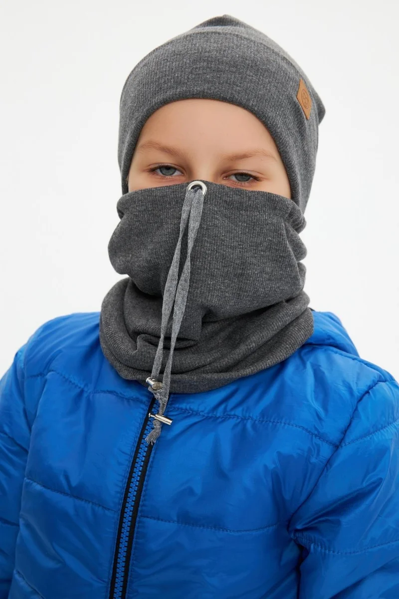 Babygiz Smoked Boy's Hat Beanie Neck Collar Set Cotton Camisole