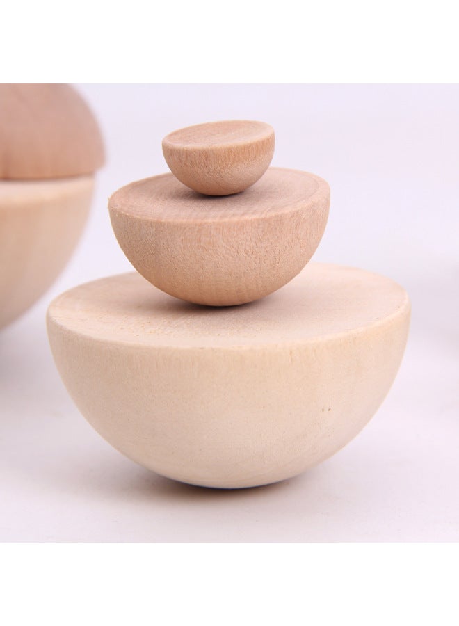 Direct Wooden Solid Hemisphere DIY Solid Wood Hemisphere Painted Semicircle Ball Lotus Beech Board Game Accessories-Color:35mm-Specifications:0.8cm-9cm  - Image 1