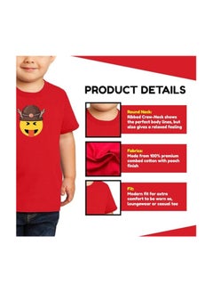 PRINTSHOP4ME Christmas Emoji Kids Red T-Shirt For Boys–Soft Cotton Round Neck Short Sleeve T-Shirt With Smiley Face Emoji–Great For Parties  - Image 4