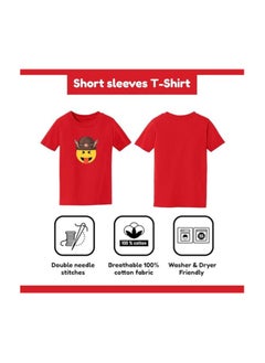 PRINTSHOP4ME Christmas Emoji Kids Red T-Shirt For Boys–Soft Cotton Round Neck Short Sleeve T-Shirt With Smiley Face Emoji–Great For Parties  - Image 5