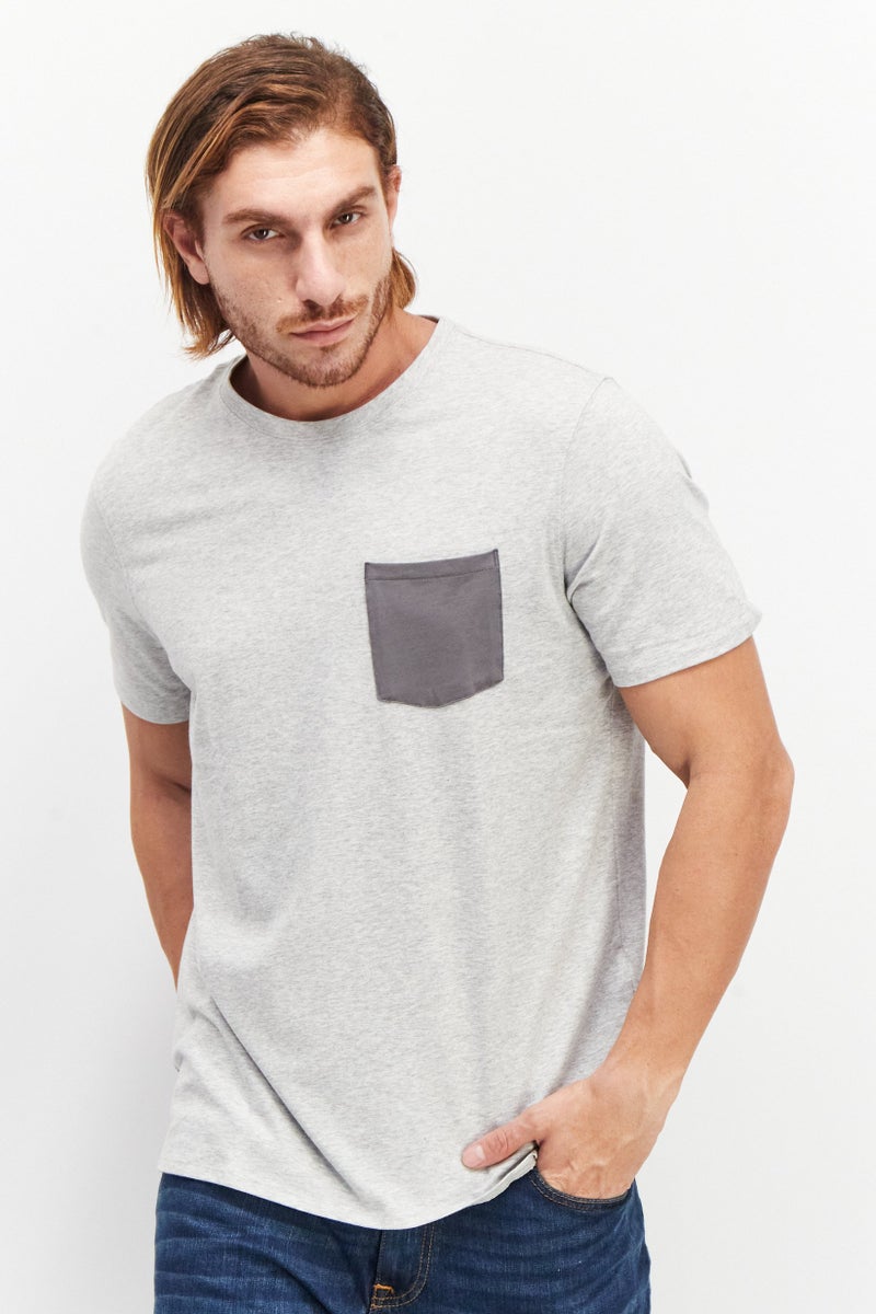 Kenneth Cole Men Crew Neck Short Sleeve Heather T-Shirt, Grey - Image 1