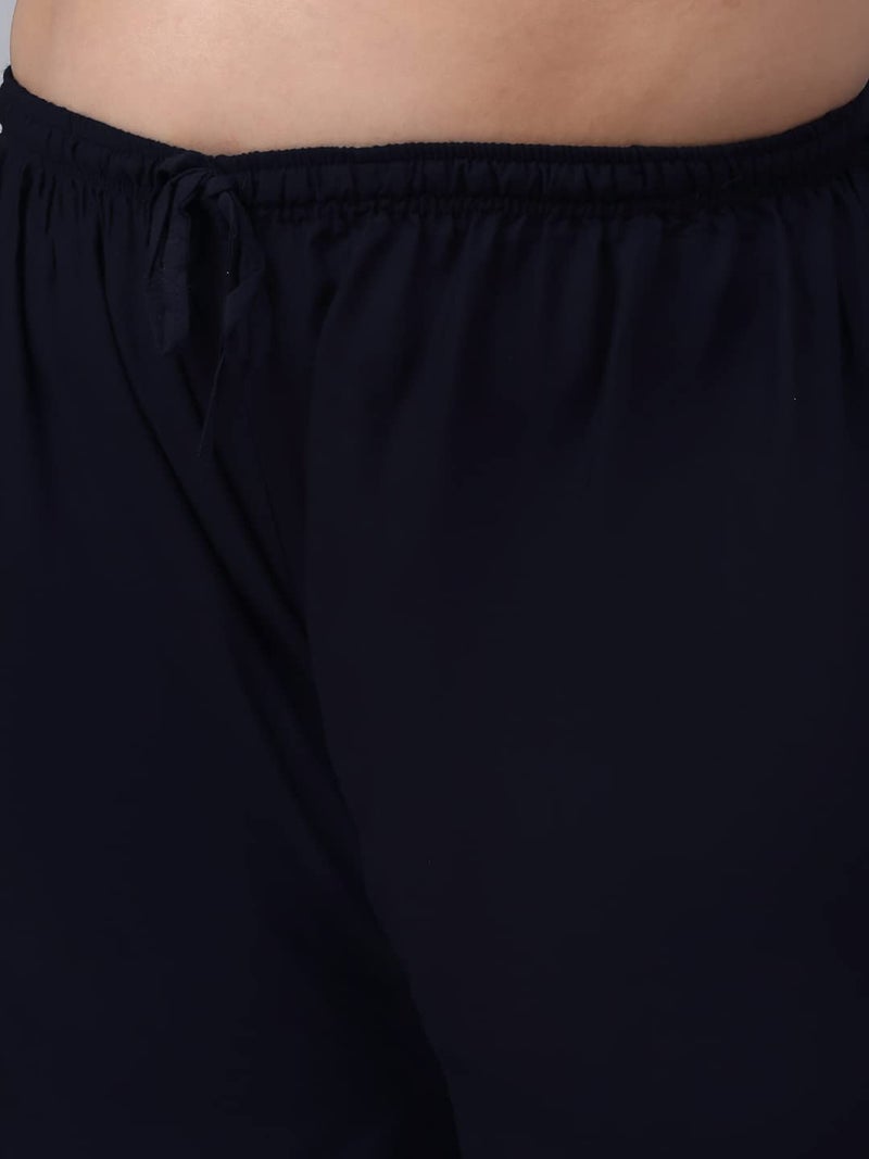 TREND LEVEL Women Mid Rise Plus Size Rayon Loose Fit Flared Wide Leg Palazzo Pants Soft Plain/Solid Design with Drawstring Elastic (Pack of 1) (8XL, Black) - Image 5