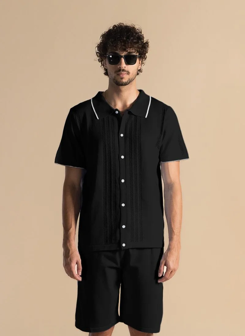 SHAPES FINE KNIT DETAILED SHIRT SET