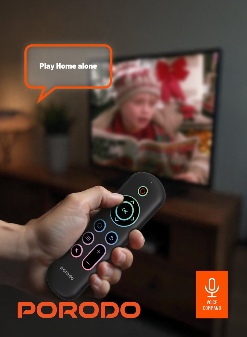 بورودو ماوس هوائي ولوحة مفاتيح صغيرة مع مستشعر جيروسكوب بستة محاور / تخطيطات باللغتين العربية والإنجليزية / 58 مفتاحًا كاملًا بلوحة مفاتيح كويرتي / 3 مستويات قابلة للتعديل لحركة مؤشر الماوس / سعة بطارية 250 مللي أمبير في الساعة - أسود - Image 3