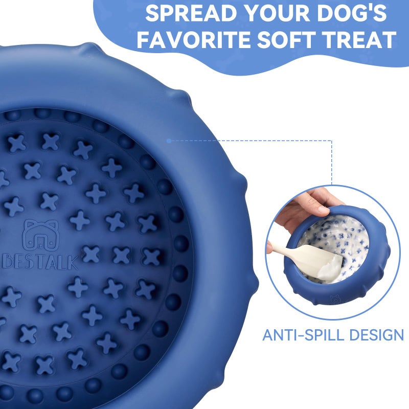 Bestalk Dog Lick Bowl, Bestalk Wobbly Freeze Bowl Enrichment Feeder for Dogs, Anxiety Relief Lick Mat Puzzle Toy for Distraction, BPA Free Silicone, Dishwasher Safe(Dark Blue,S) - Image 3