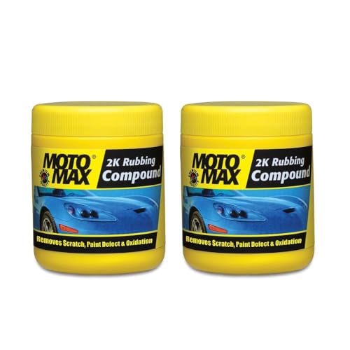 MOTOMAX 2K Rubbing Compound 200G,Pack Of 2|Removes Minor Scratches,Swirl Marks,Paint Defect And Oxidization From Metal Surfaces On Cars,Bike,Yellow - Image 1