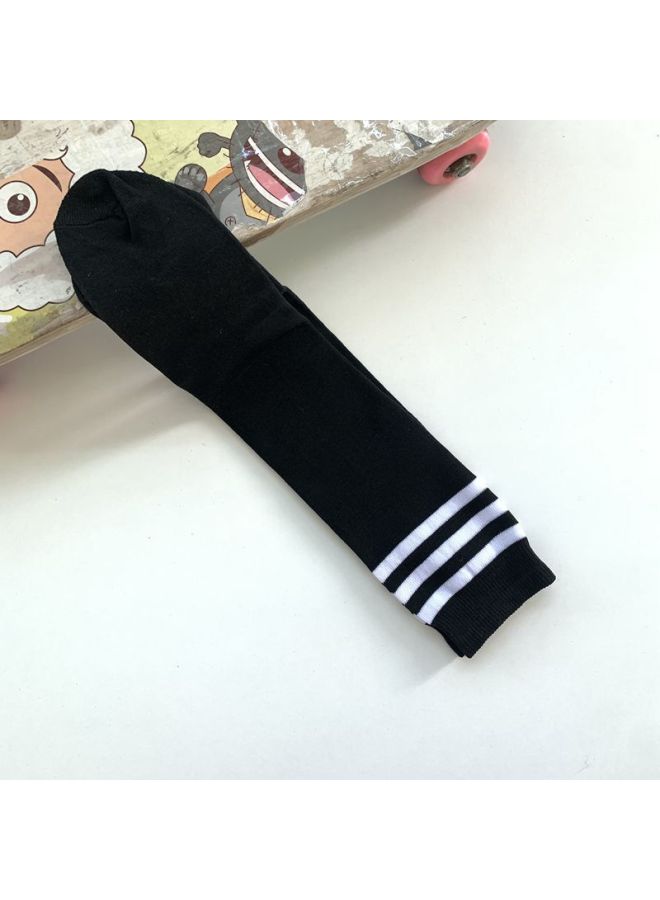 Black White Edge Children's Six One Tube Socks White Yellow Stripes Students Dance Performance Football Socks Sports Photography Calf Socks