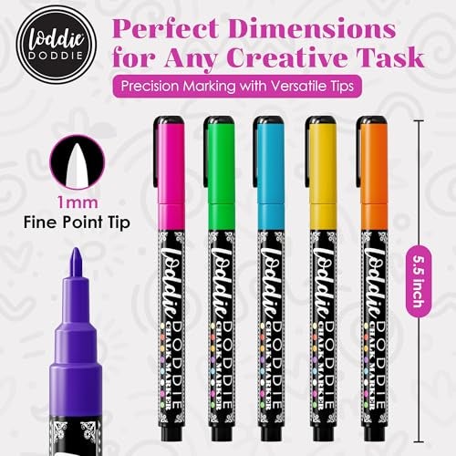 Loddie Doddie Fine Tip Liquid Chalk Markers - Pack of 8, 1mm - Precision Chalk Pens for Blackboard - Vibrant Neon Dry Erase Markers for Glass & Windows - Image 5