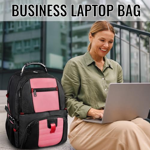 YOREPEK Travel Backpack, Extra Large 50L Laptop Backpacks for Men Women, Water Resistant College Backpack Airline Approved Business Work Bag with USB Charging Port Fits 17 Inch Computers, Pink - Image 4