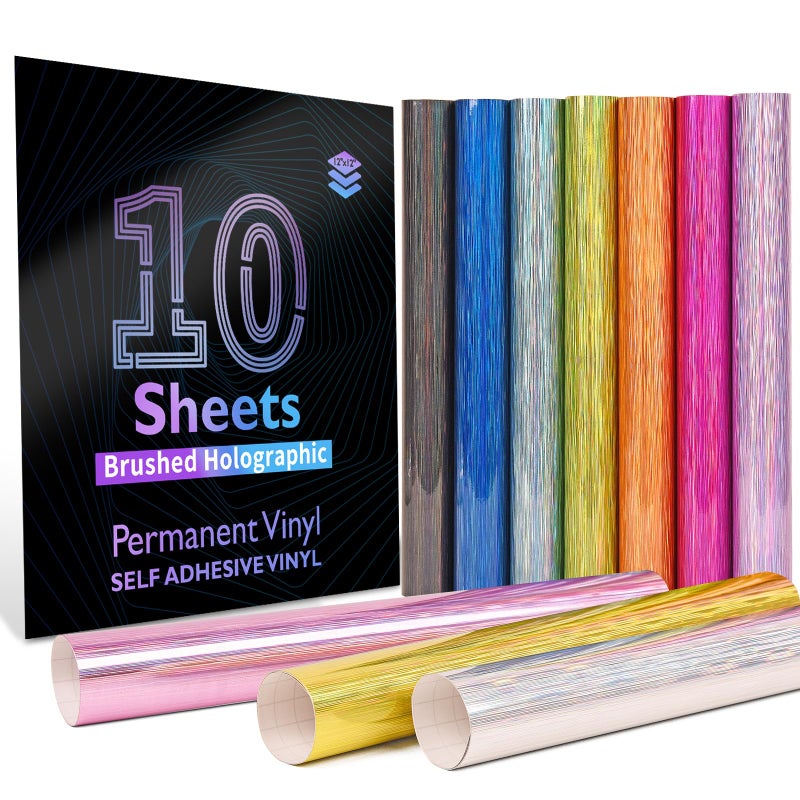 Lya Vinyl Permanent Adhesive Vinyl Bundle 10 Pack Brushed Self Adhesive Vinyl, Sheets for Home Decoration,Mug, Cup, Windows, Ceramics, Party Decoration - Image 1