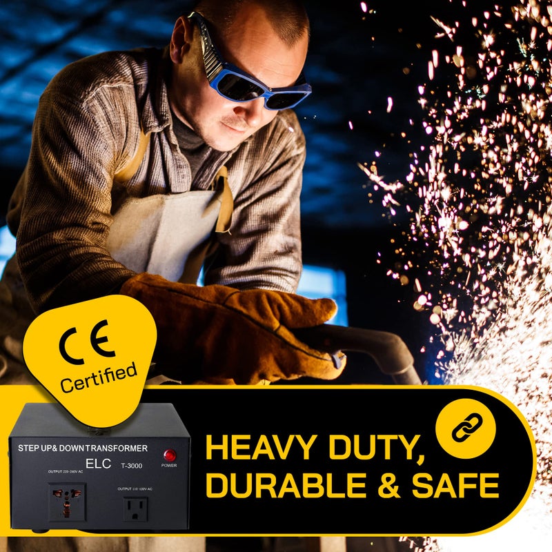 ELC T Series 3000+ Watt Voltage Converter Transformer - Step Up/Down - 110v to 220v / 220v to 110v Power Converter - Circuit Breaker Protection, CE Certified [3-Years Warranty] - Image 5