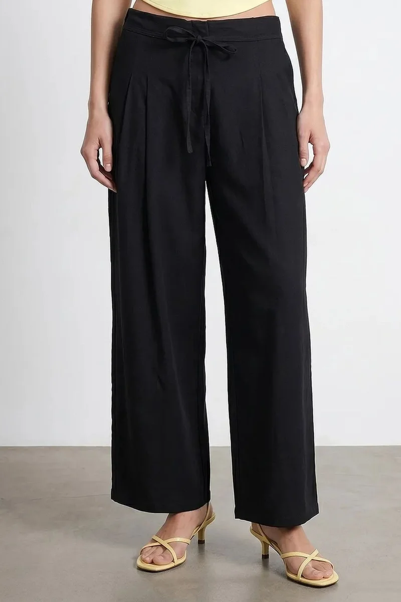 Dilvin Black DILVIN Women's Striped Wide-leg Trousers for Women | Best Price UAE