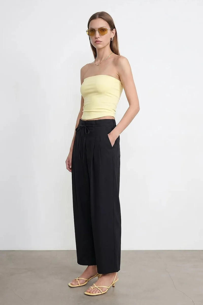 Dilvin Black DILVIN Women's Striped Wide-leg Trousers for Women | Best Price UAE