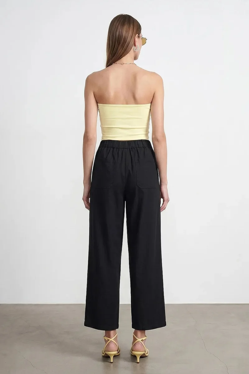Dilvin Black DILVIN Women's Striped Wide-leg Trousers for Women | Best Price UAE