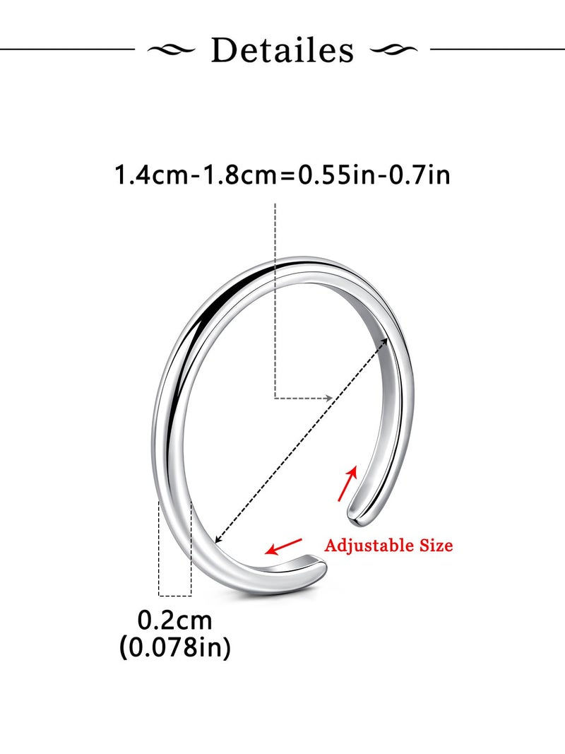 Longita Silver Toe Rings for Women Silver Toe Ring Non Tarnish Waterproof Adjustable Womens Toe Rings Big Toe Jewelry Simple 3pcs - Image 2