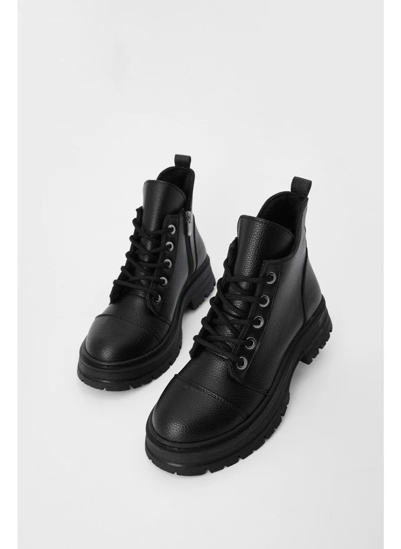 MARJIN Margin Women's Lace-Up Thick Sole Boots Konifa