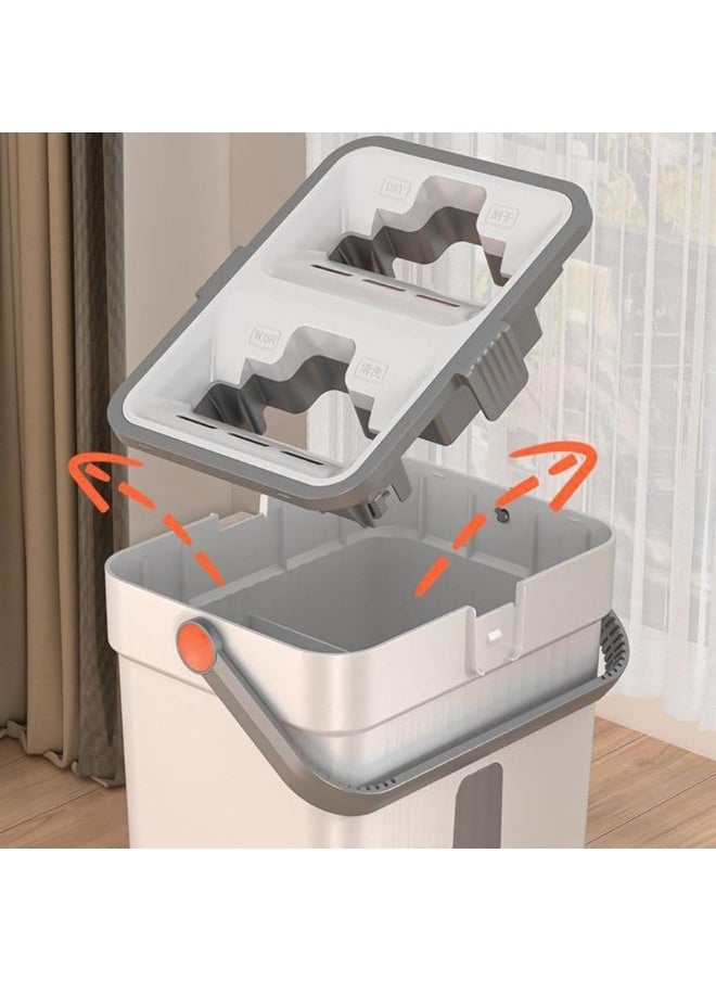 Happy Home - Flat Floor Mop and Bucket Set with Wringer for Home Floor Cleaning with 2 Washable Microfiber Pads - Image 1