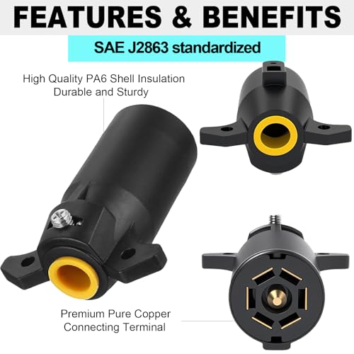 CXTM Trailer Plug, 7 Way Trailer Plug 7 Pin Trailer Plug 7 pin Trailer Wiring Harness Connector - for rv Camper, Track - 7 Blade Trailer Connector - Image 3