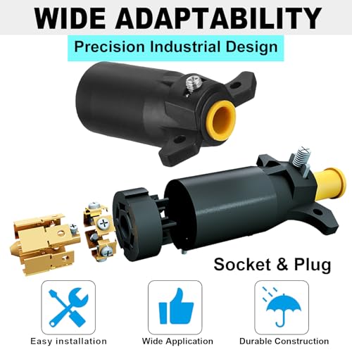 CXTM Trailer Plug, 7 Way Trailer Plug 7 Pin Trailer Plug 7 pin Trailer Wiring Harness Connector - for rv Camper, Track - 7 Blade Trailer Connector - Image 4