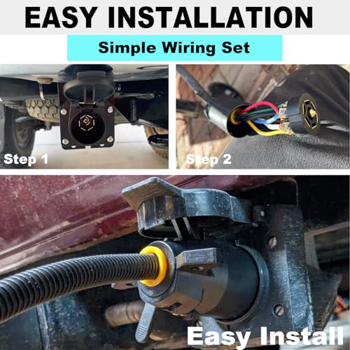 CXTM Trailer Plug, 7 Way Trailer Plug 7 Pin Trailer Plug 7 pin Trailer Wiring Harness Connector - for rv Camper, Track - 7 Blade Trailer Connector - Image 5