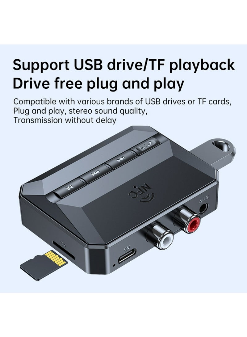 بولوز جهاز استقبال بلوتوث للستيريو المنزلي ، محول بلوتوث إلى RCA مع NFC-تمكين ، محول صوتي 3.5 ملم دعم محرك أقراص فلاش USB / بطاقة TF ، جهاز استقبال صوتي لاسلكي لنظام ستيريو الموسيقى هاي فاي - Image 5