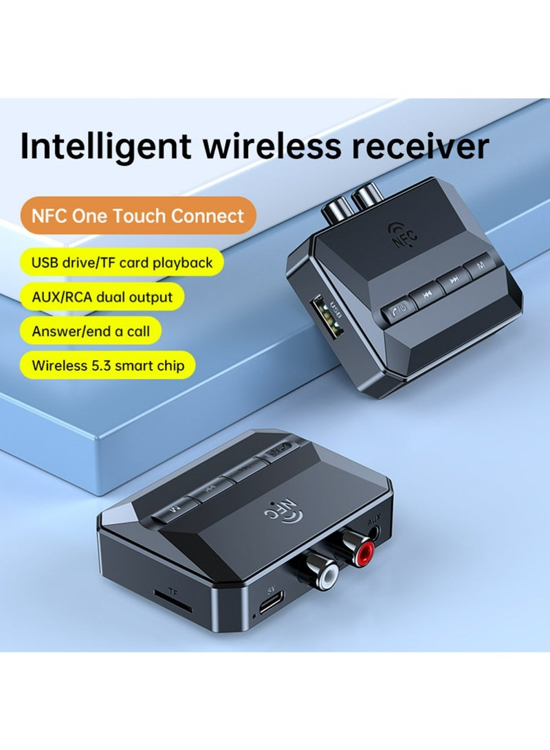 بولوز جهاز استقبال بلوتوث للستيريو المنزلي ، محول بلوتوث إلى RCA مع NFC-تمكين ، محول صوتي 3.5 ملم دعم محرك أقراص فلاش USB / بطاقة TF ، جهاز استقبال صوتي لاسلكي لنظام ستيريو الموسيقى هاي فاي - Image 1