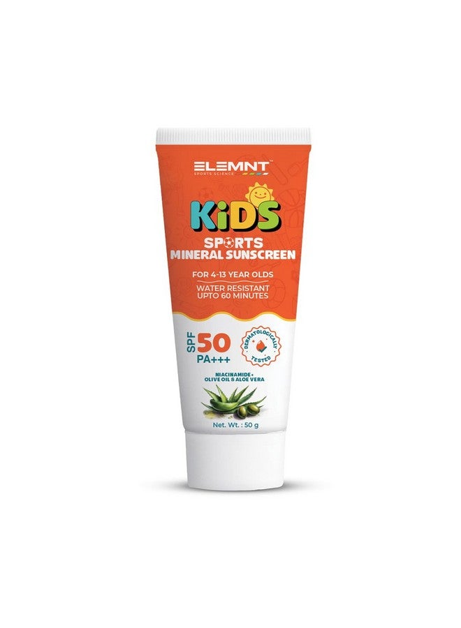 elemnt Kids Sports Mineral Sunscreen For 4-13 Year Olds | Spf 50, Pa+++ For Sun Damage Protection | Water Resistant Upto 60 Minutes | Contains Niacinamide, Olive Oil & Aloe Vera | 50Gm - Image 1