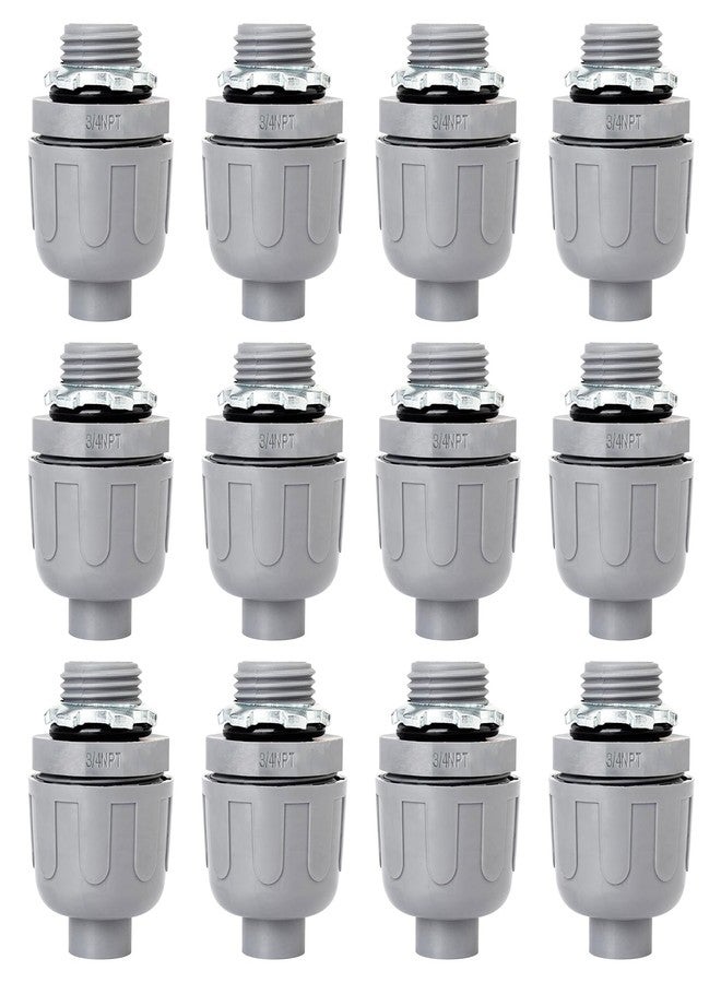 Wocloer 3/4 inch Liquid Tight Connector PVC Flexible Conduit Connector, Straight 180 Degree UL Listed Liquid Tight Connector, Non-Metallic Electrical Conduit Fittings (12 Pack) - Image 1