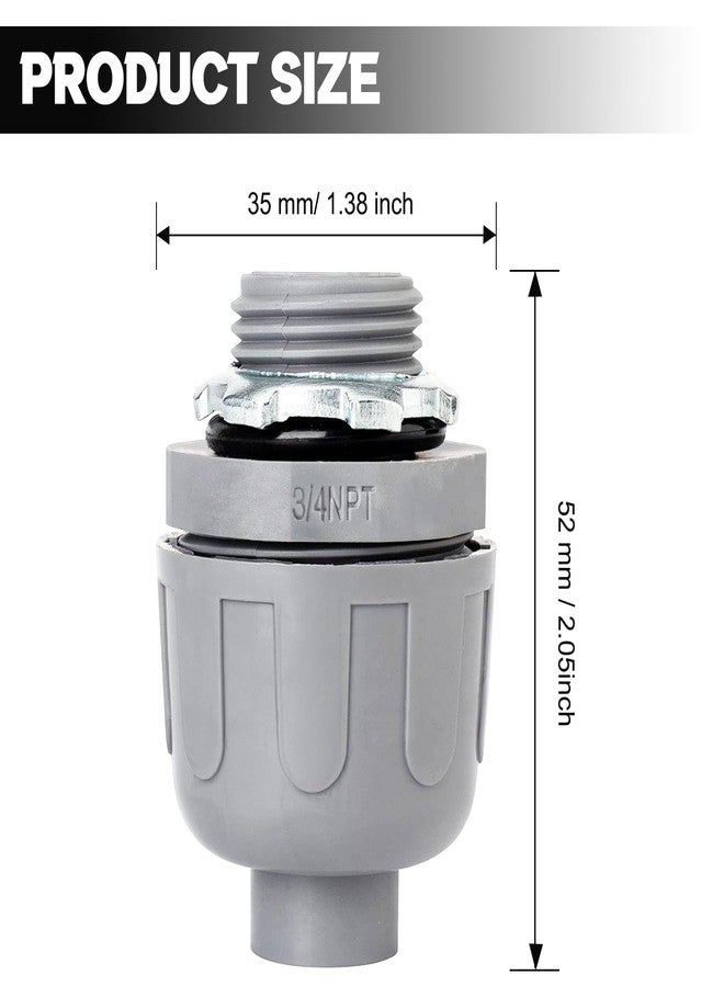 Wocloer 3/4 inch Liquid Tight Connector PVC Flexible Conduit Connector, Straight 180 Degree UL Listed Liquid Tight Connector, Non-Metallic Electrical Conduit Fittings (12 Pack) - Image 2