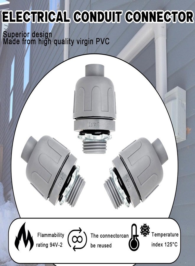 Wocloer 3/4 inch Liquid Tight Connector PVC Flexible Conduit Connector, Straight 180 Degree UL Listed Liquid Tight Connector, Non-Metallic Electrical Conduit Fittings (12 Pack) - Image 5