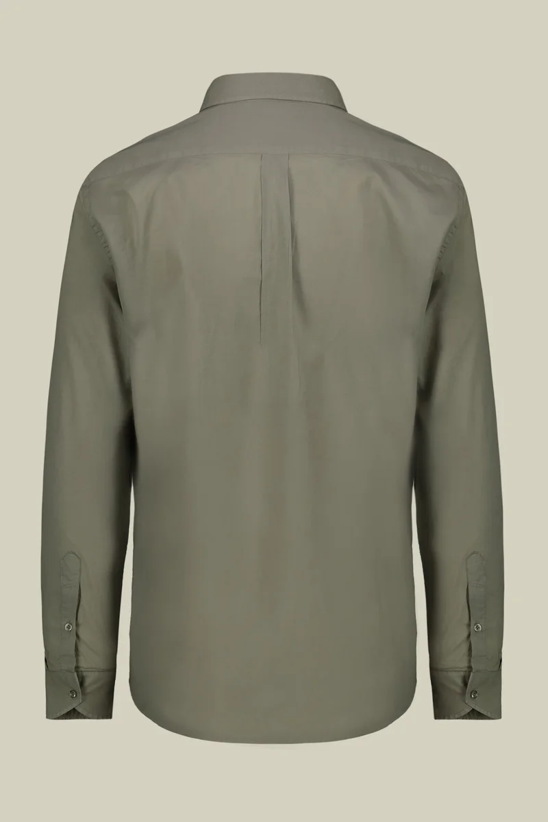 Doppelganger Green Men's casual shirt with a concealed button down collar in washed muslin fabric - Sage Green for Men | Best Price UAE