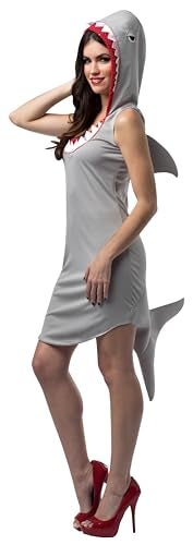 Rasta Imposta Womens Shark Hoodie Dress Halloween Costume Size 410 Gray Shark with Teeth Fin and Tail Funny Sea Animal Dress Outfit - Image 1