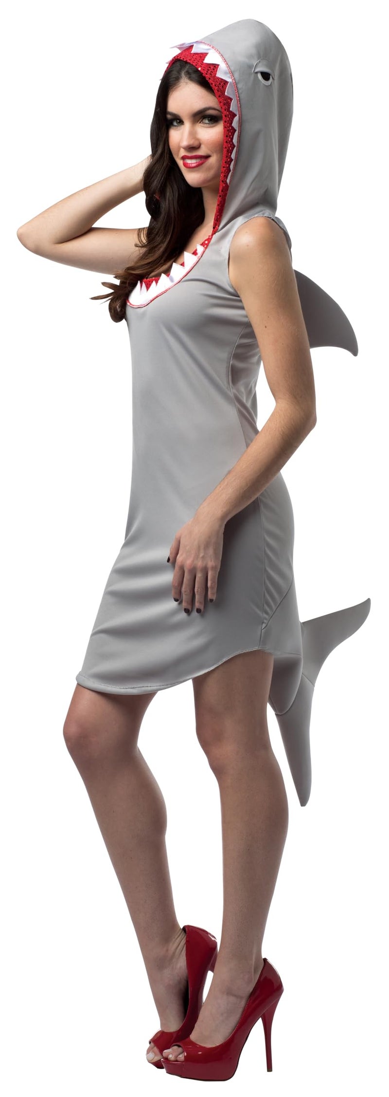 Rasta Imposta Womens Shark Hoodie Dress Halloween Costume Size 410 Gray Shark with Teeth Fin and Tail Funny Sea Animal Dress Outfit - Image 2