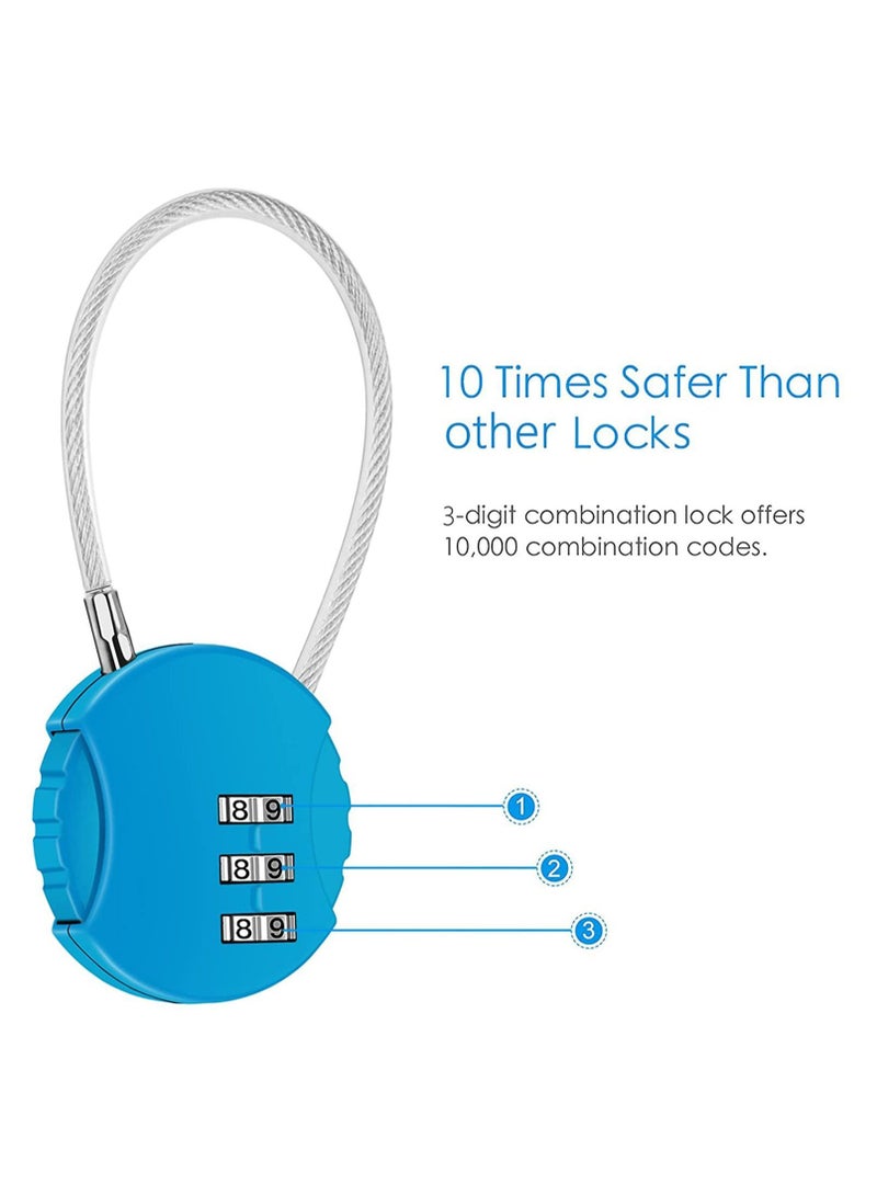 Y&D KASTWAVE 2 Pack Combination Lock 3 Digit Outdoor Safety Waterproof Padlock for School Gym Locker, Sports Fence, Toolbox, Gate, Case, Hasp Storage, Easy to Set Your Own Combo (Black & Blue)  - Image 3