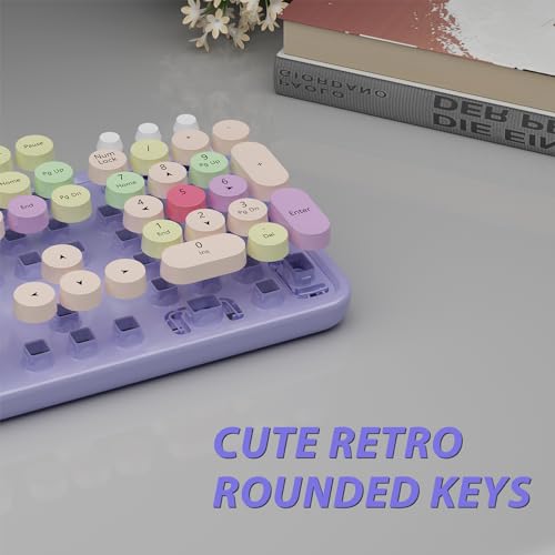 Kootop Wireless Typewriter Keyboard and Mouse - Wireless Keyboard with Silent Mouse, Cute Retro Keyboard Mouse Combo, 2.4G USB Computer Keyboard and Mouse for Windows Laptop/Desktop/PC(Purple) - Image 2