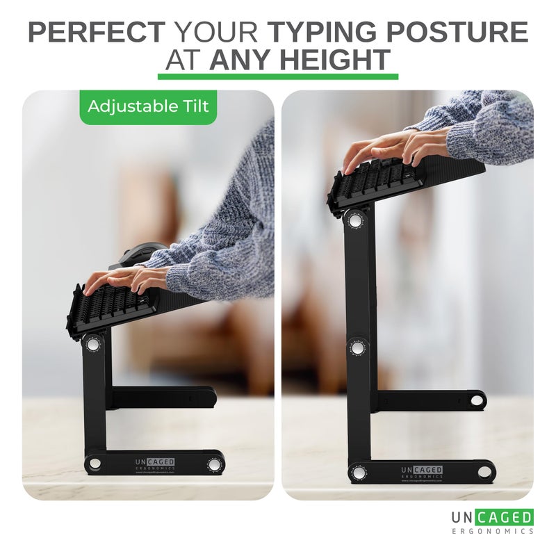 Uncaged Ergonomics WorkEZ Adjustable Computer Keyboard Stand for Desk, Keyboard & Mouse Riser, Ergonomic Portable Stand for Desktop, Computer Keypad Riser for Desk - Image 2