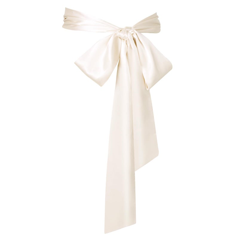 obmwang Wedding Satin Sash Belt for Special Occasion Dress Bridal Sash 4'' Wide Double Side, Ivory - Image 1