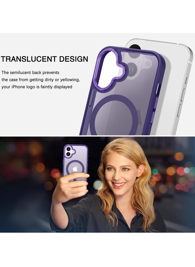 Eligo iPhone 16 Plus MagSafe Case Magnetic Back Cover,【Full Shockproof Protection】Translucent Matte Back, Slim Phone Cover with Strong Magnet for Apple 16 Plus (2024)(Purple)  - Image 3