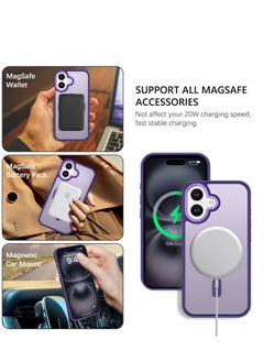 Eligo iPhone 16 Plus MagSafe Case Magnetic Back Cover,【Full Shockproof Protection】Translucent Matte Back, Slim Phone Cover with Strong Magnet for Apple 16 Plus (2024)(Purple)  - Image 4