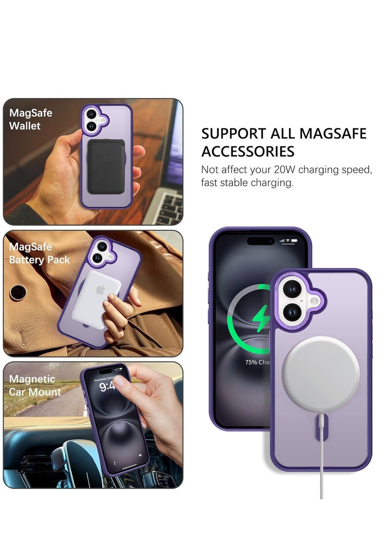 Eligo iPhone 16 Plus MagSafe Case Magnetic Back Cover,【Full Shockproof Protection】Translucent Matte Back, Slim Phone Cover with Strong Magnet for Apple 16 Plus (2024)(Purple)  - Image 4