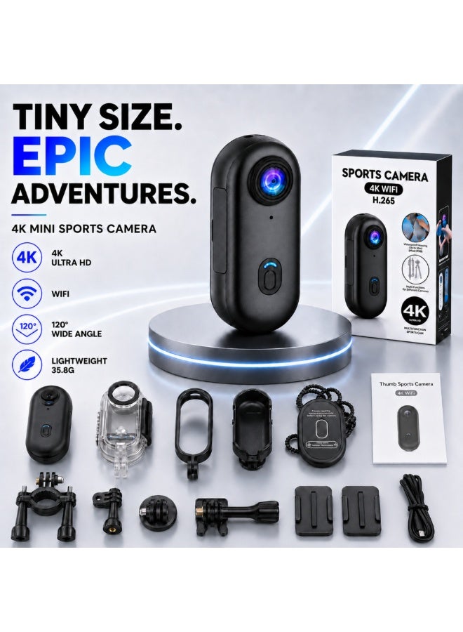 TNM TOP-NOTCH MERCHANDISE TNM 4K Action Camera with WiFi, Mini Sports Body Camera with 120 Degree Wide Angle Lens, 2.2H Recording, Waterproof Wearable Video Camera for Cycling Motorcycle Hiking Vlogging, Mounts Included - Image 1