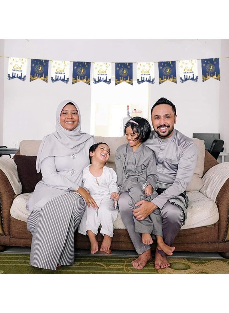 VUCATIN ديكورات لافتات رمضان للمنزل، لافتة عيد مبارك، لافتة رمضان كريم، ديكورات حفلات، لافتة ترحيب لعيد مبارك، لوازم حفلات باب المنزل (أزرق)  - Image 4