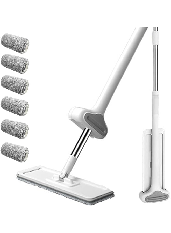PROMASS Flat Mop 360° Rotatable Flat Cleaning Mop,Comes with 6 washable mop pads（36CM long）, hands-free self wrinkling mop, Dust Mop, Wet and Dry Use - Image 1
