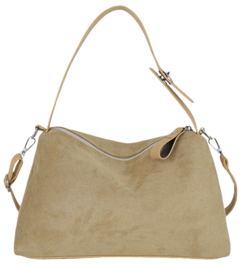 Bagkeak Suede Shoulder Bags For Women Crossbody Bag Suede Tote Bag Satchels Slouchy Work Purses Crescent Handbag Fall Top Handle - Image 1