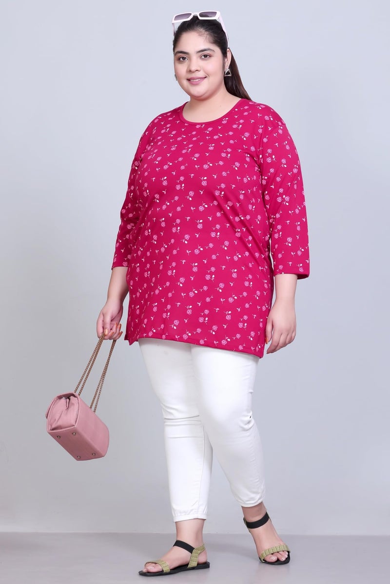 In Love Women's All Over Printed Full Sleeve Plus Size Semi Long T-Shirt - Image 5