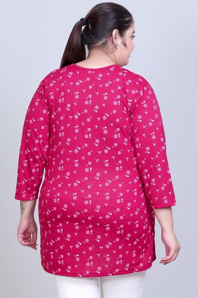 In Love Women's All Over Printed Full Sleeve Plus Size Semi Long T-Shirt - Image 2