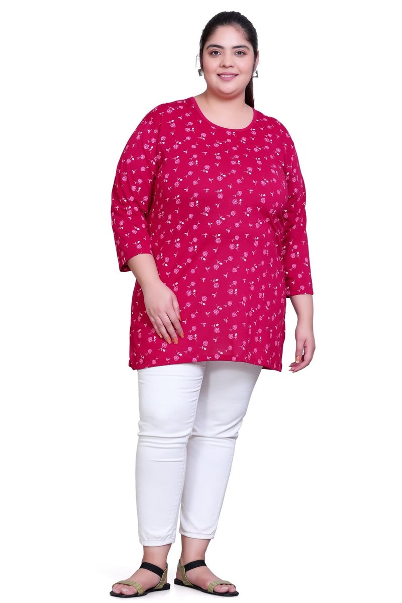 In Love Women's All Over Printed Full Sleeve Plus Size Semi Long T-Shirt - Image 1