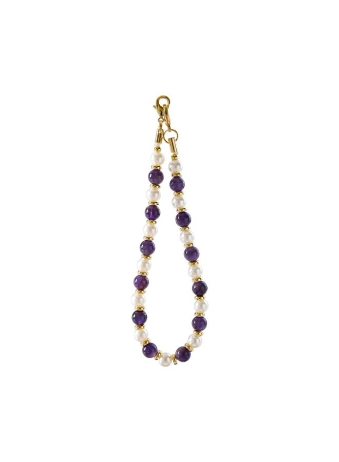 NIBEMINENT Phone Charm/ Chain Strap for Women Girls, Natural Semi Precious Stone Cell Phone Case Lanyard Wrist Strap