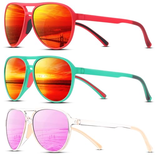 KUGUAOK 3PACK Polarized Aviator Sunglasses for Women Men Sports Style UV400 Protection Running Sun Glasses Vintage Trendy Shades - Image 1
